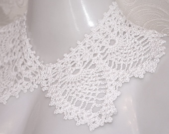 Stylish white crocheted collar. Women accessories. Accessory for girls.