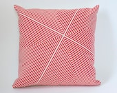 Four Corners Hand-Printed Pillow Cover in Red and White