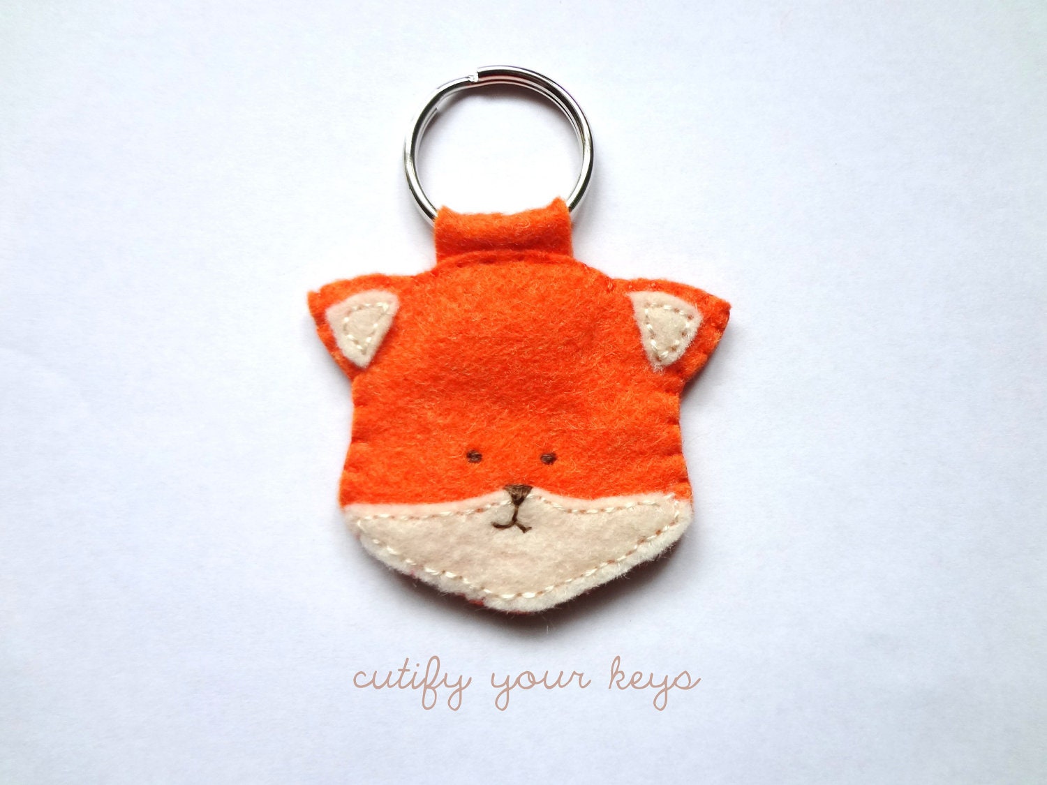 Adorable Orange Fox Keychain or Keyring