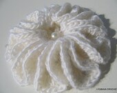Crochet 3D White Flower, Beautiful Crochet Brooch Flower, Crochet Baby Appliques Brooches, Gorgeous Crochet Lyubava