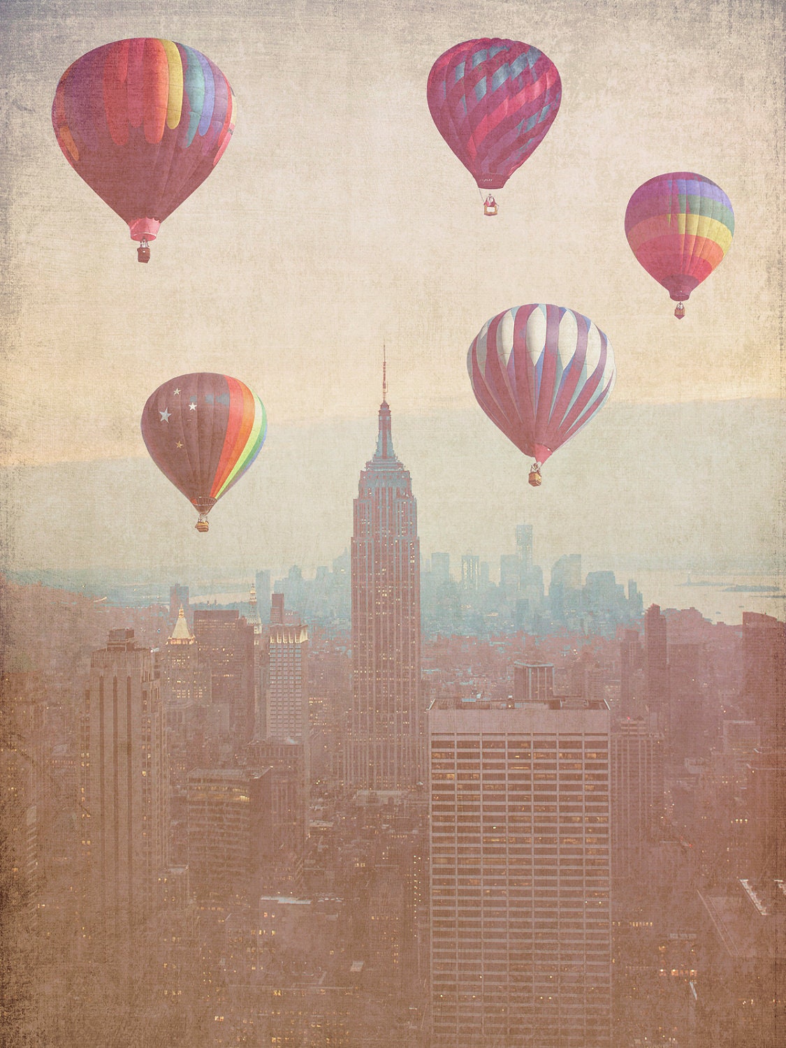 Vintage New York City - 8x10 photograph - "Balloons over Midtown" - fine art print - vintage photography - NYC art  - New York skyline