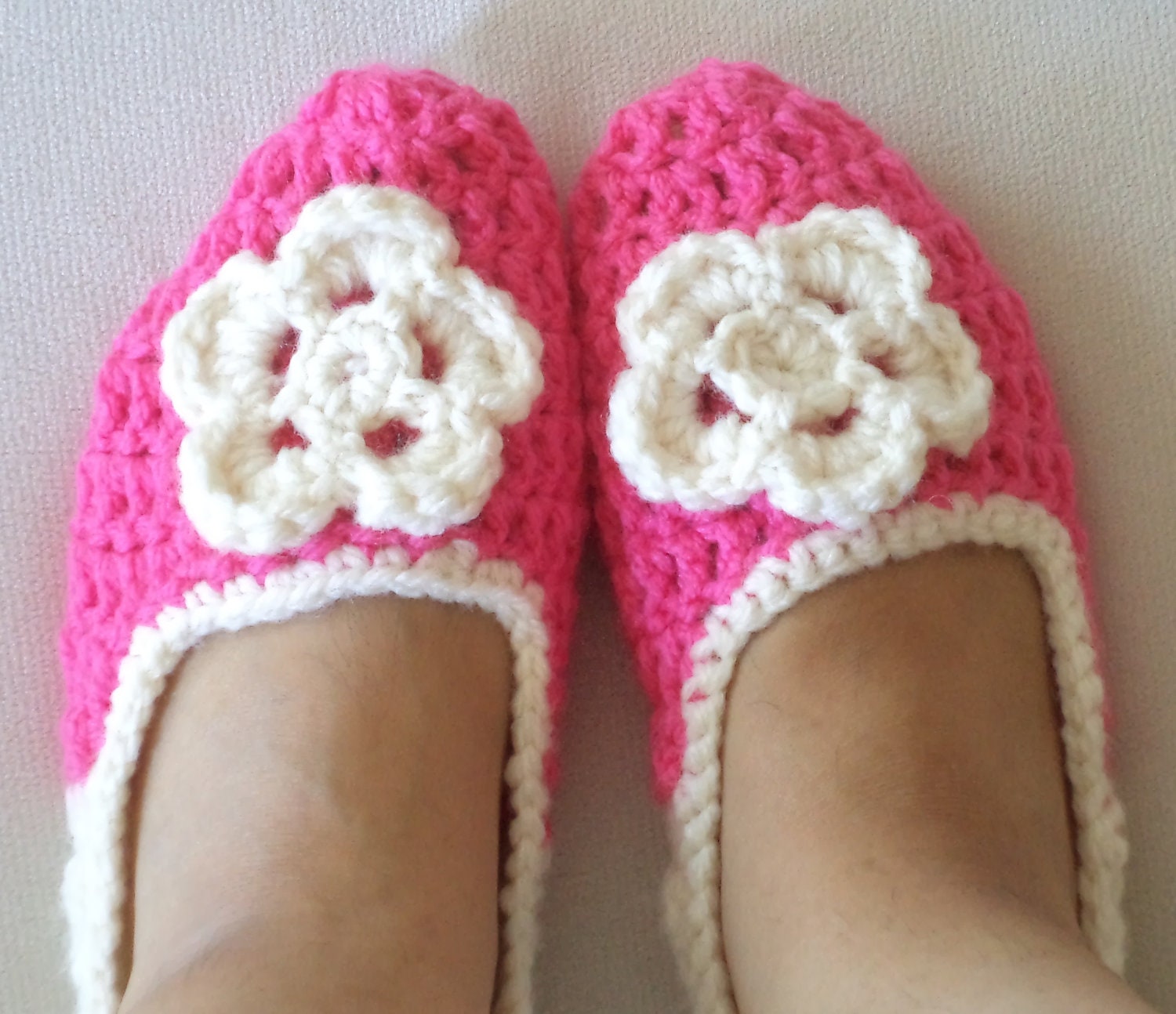 Adult Wool Crochet Slippers, Thick, Simply slippers, Women slippers house shoes.