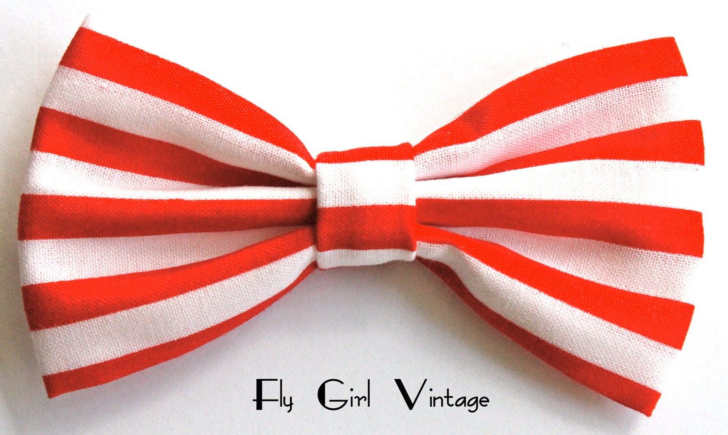Vintage-1920's-Style-Hair Bow-Clip-Red-and-White-Stripes-Striped-Fabric-Rockabilly-Pin-Up-Carnival-Circus-For-Women-Teens-Girls-Psychobilly