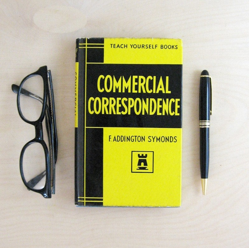 Commercial Correspondence - Vintage 1960s Blue Hardcover Book with Black & Yellow Dust Jacket