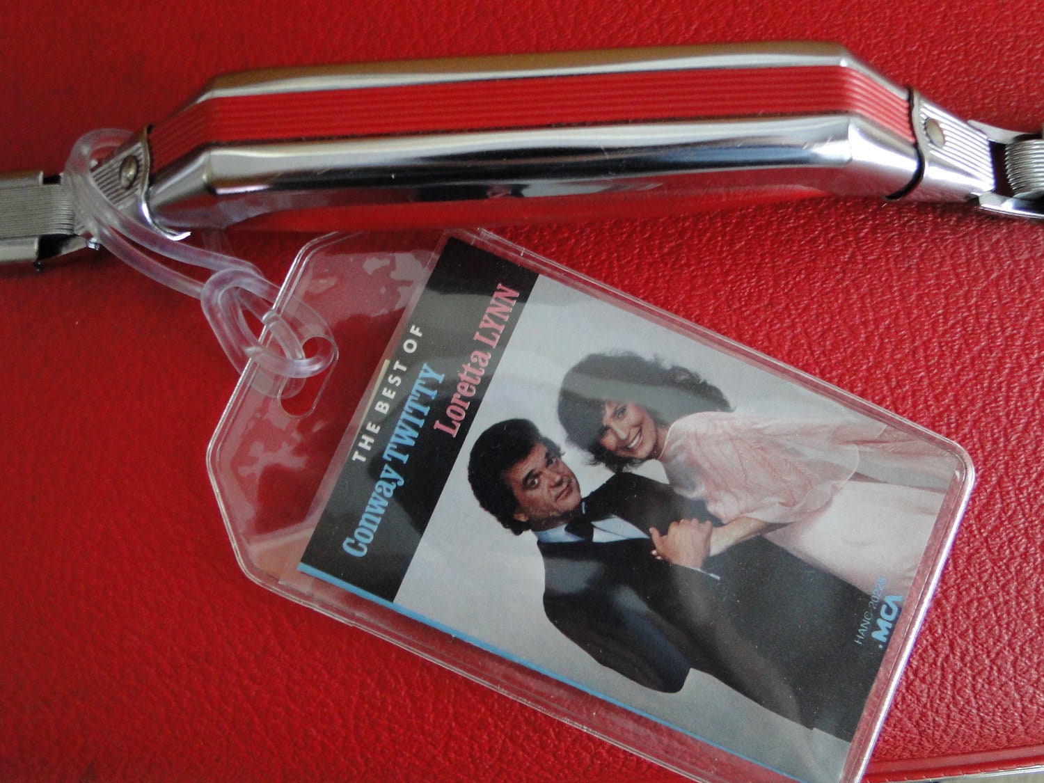 Conway Twitty and Loretta Lynn - Upcycled Cassette Tape - Luggage, Back Pack, Musical Instrument Case or Bag Tag