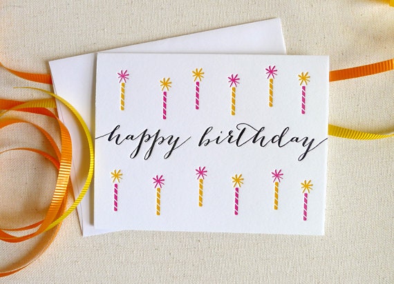 Letterpress Birthday Candles Single Card