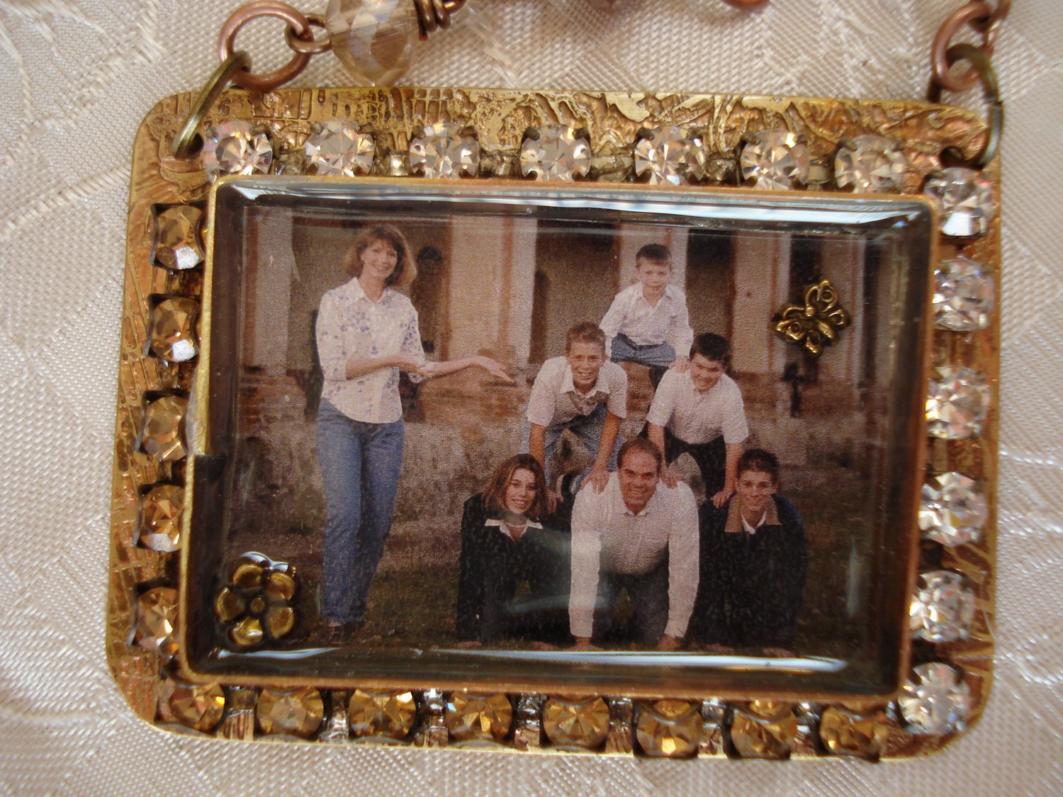 Photo Pendant Custom made with Etched Brass & Resin