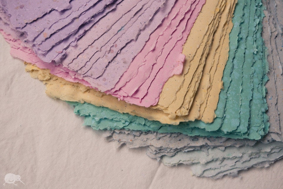 Handmade Paper, Colorful, CUSTOM ORDERS WELCOME, Recycled, 6 x 8.5, Sets of up to 20 sheets available