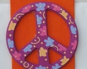 Orange Floral Themed Peace Door Hanger