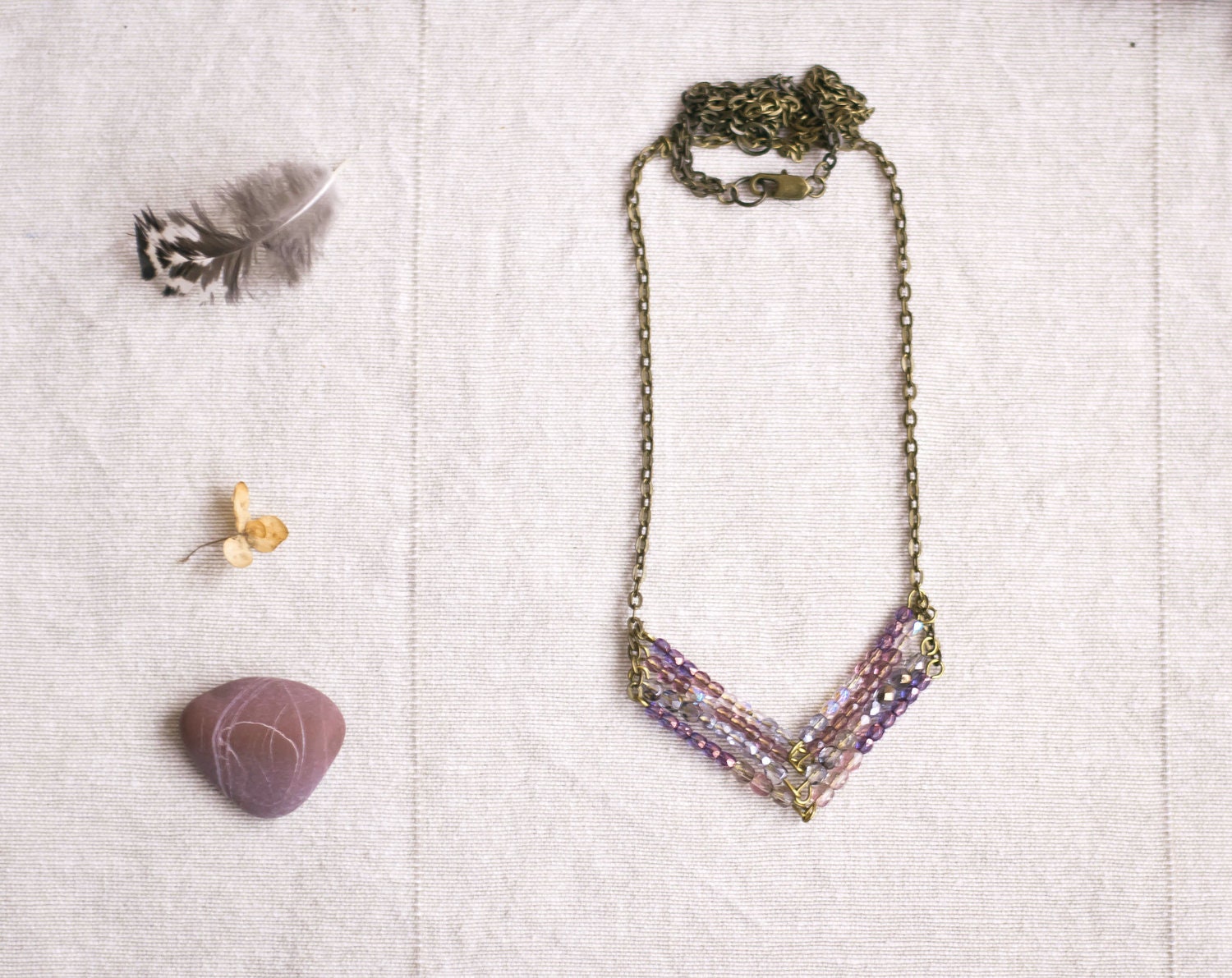 Long beaded necklace - lilac lavender purple necklace - bohemian jewelry - beaded jewelry - beaded necklace