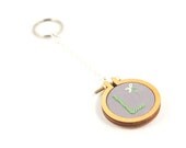 Embroidered custom initial keyring in a miniature embroidery hoop frame - made with love by dandelyne