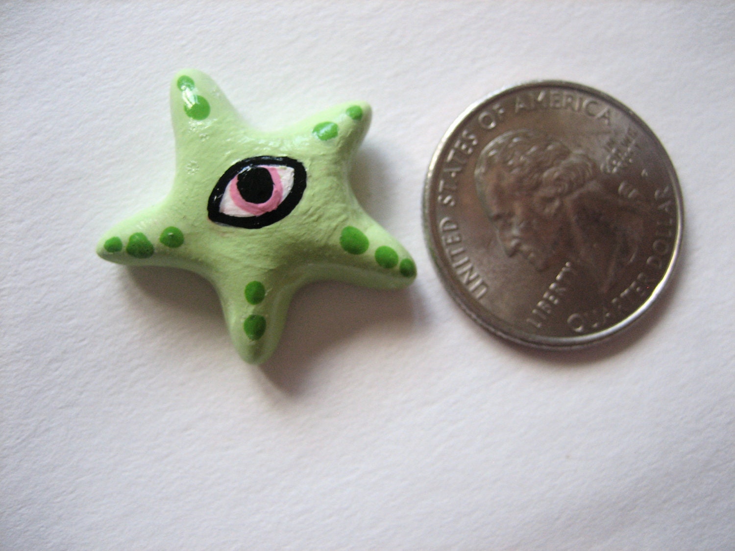 SALE - All Seeing Eye Starfish Brooch  -  Pastel Lime