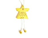 Easter Decoration Yellow Chicken Ceramic Ornament Animal Pottery Red Dots Eco Friendly