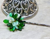 March Spring Green West Germany Bobby Pin, Vintage Upcycled