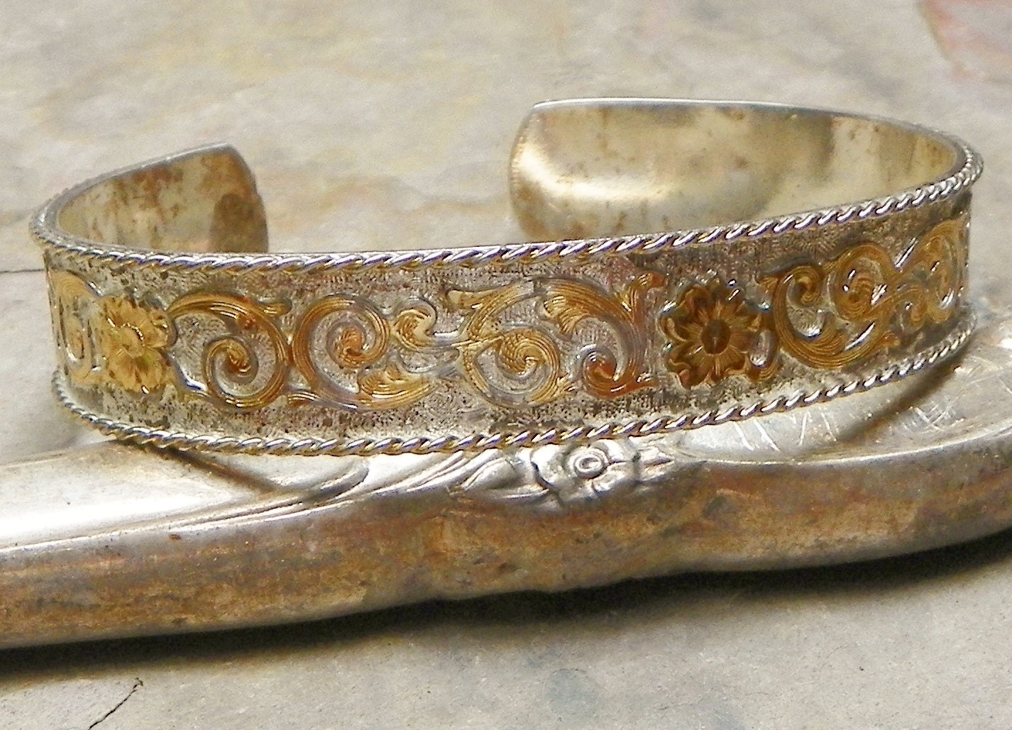 Sale Pending Fall Winter Montana Silversmith Repousse Scrolled Floral Bracelet Cuff