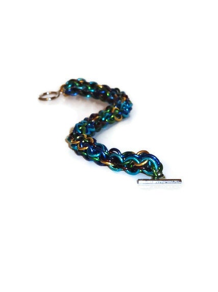 Chainmaille Bracelet "Earth" Roundmaille 7 inch