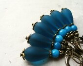 Teal Teardrop Earrings. Peacock Blue Sea Glass Earrings with Aqua Jade Stones. Teal Bridesmaid Jewelry. SGT1.