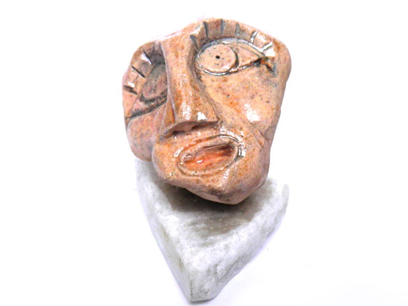 Ceramic Head, primitive, primitive art, primitive sculpture, primitive art figure, primitive home decor, primitive sculpture of a head