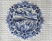 Delft Blue Cottage Microfiber Waffle Weave Kitchen Towel