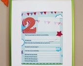 Girl's 2nd birthday fill in print
