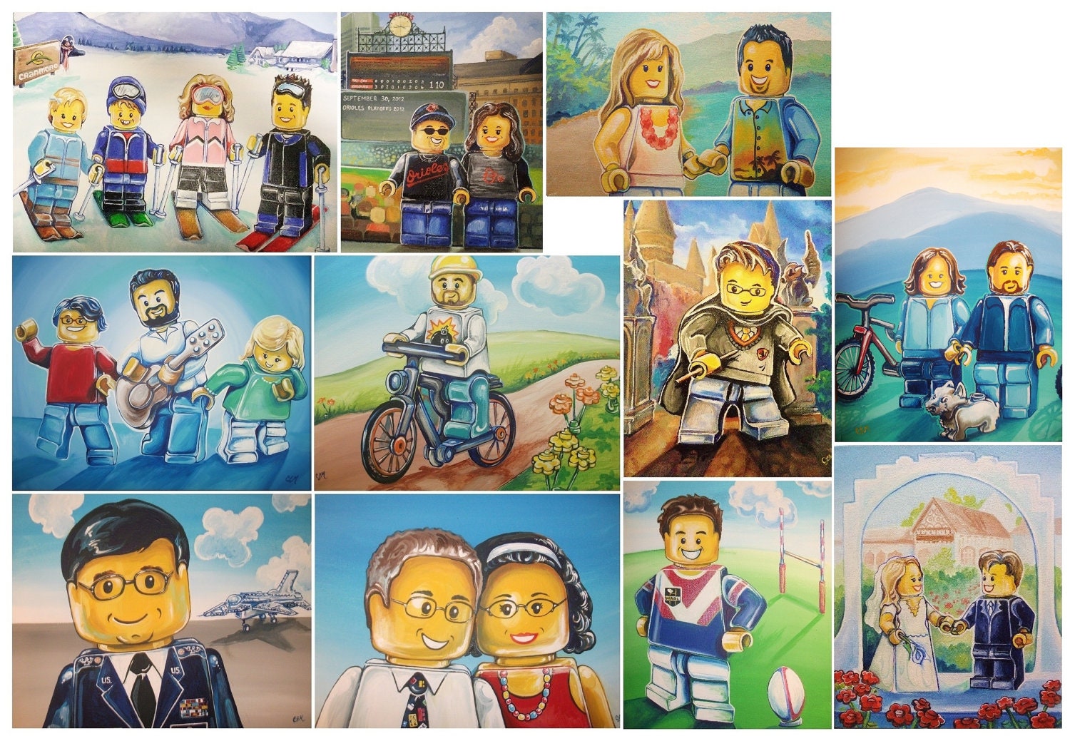 You as a Lego Guy: Custom Portrait of you or your loved one(s) 11 x 14