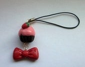 Cute Cupcake with Bow Cell Phone Charm