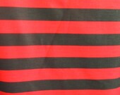 Poly Cotton Print Thick Stripes Black and Red 60" Fabric by the Yard - 1 Yard