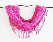 Fuchsia Pink Lace Scarf, Pink Cotton Scarf, Fashion Scarf, Trendy Accessories, Bright