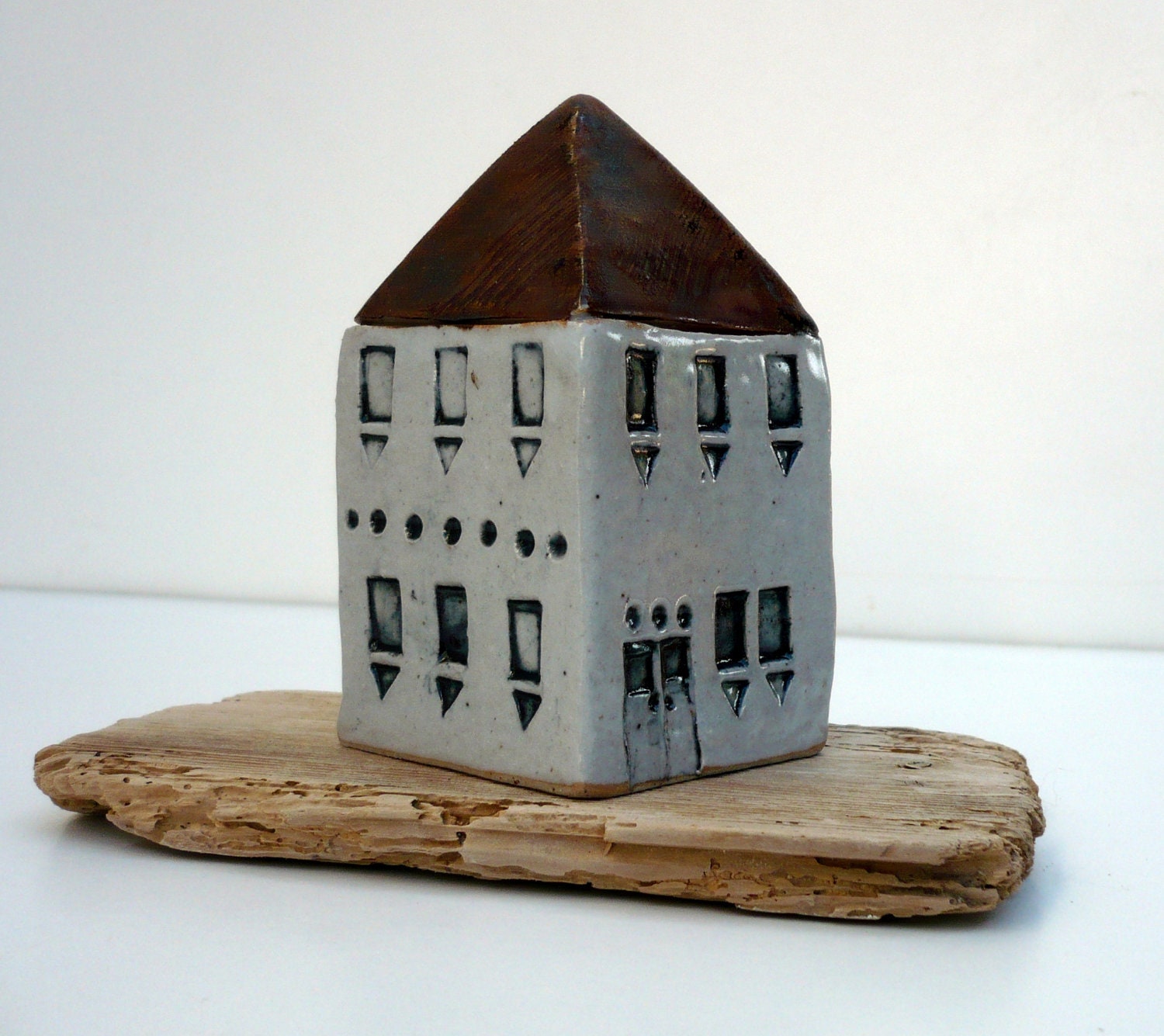 Miniature House. Ceramic Sculpture. Minimalist Decor.OOAK.