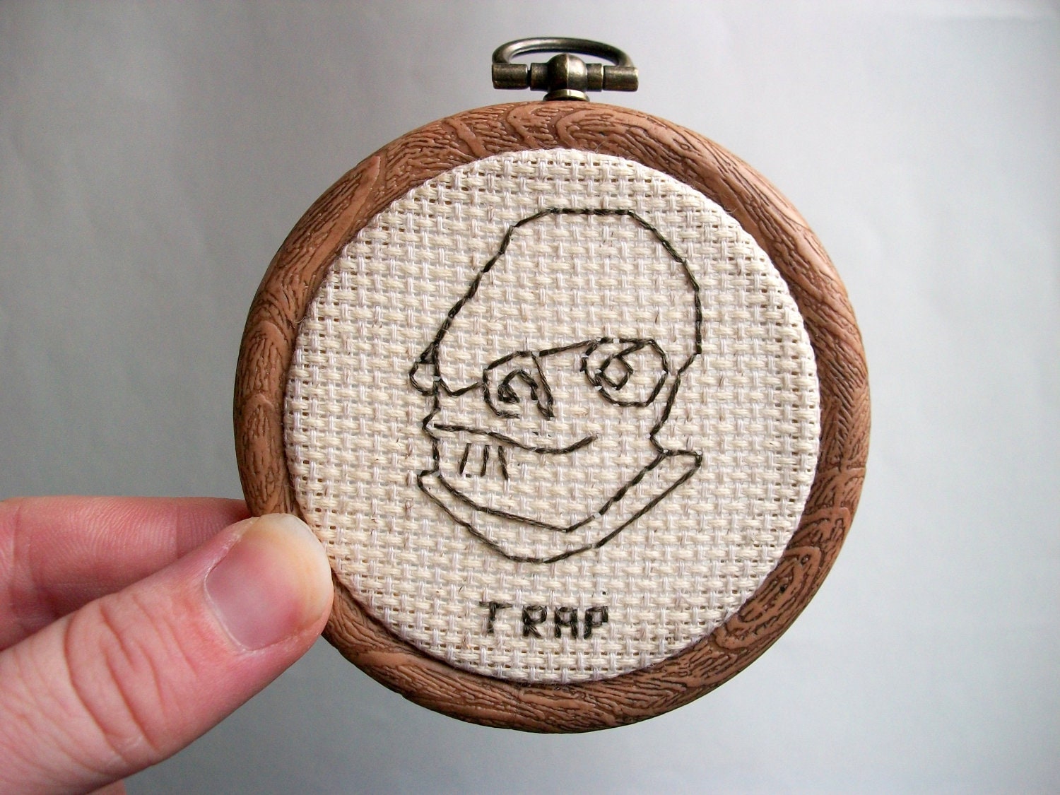 It's a Trap Hobo Sign -- Modern cross stitch hobo signs for a contemporary (digital) world -- Admiral Trap meme