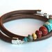 Turquoise Wrap Bracelet - turquoise, spiny oyster, coral and silver, sundance style
