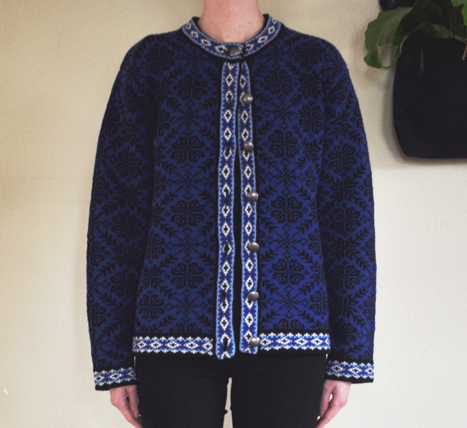 Vintage LL Bean Wool Nordic Ski Cardigan