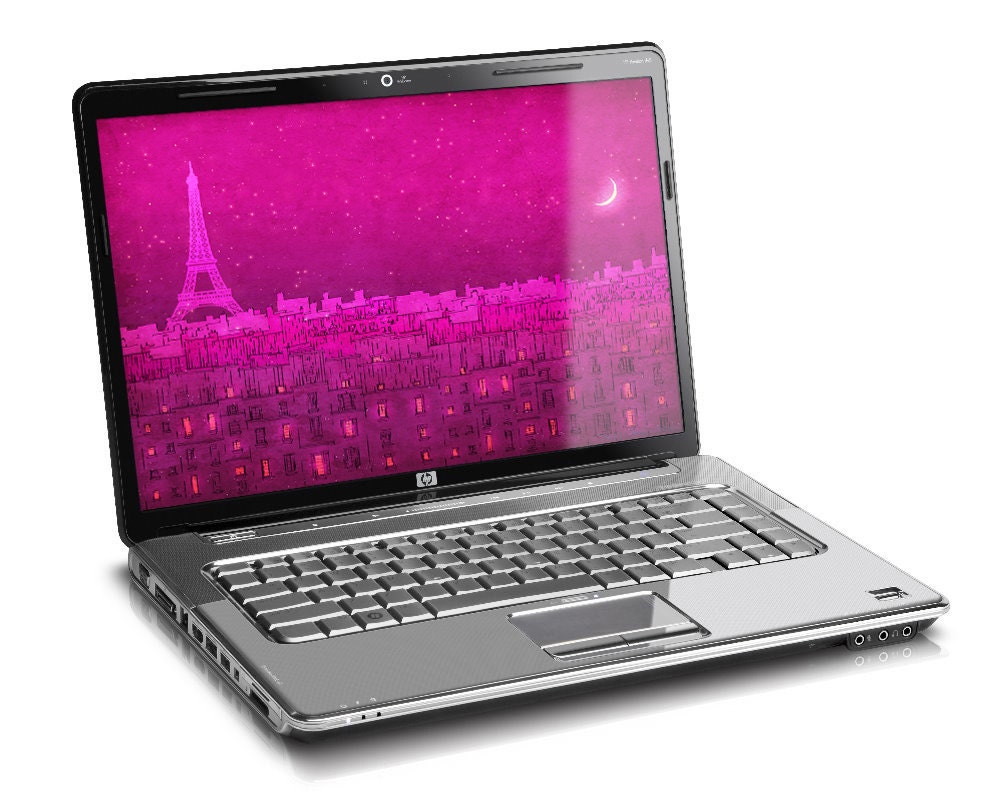 Paris - Eiffel tower  - Art illustration - Desktop wallpaper - Love decor - Love, Paris, Paris decor, France, pink, purple, moon, stairs