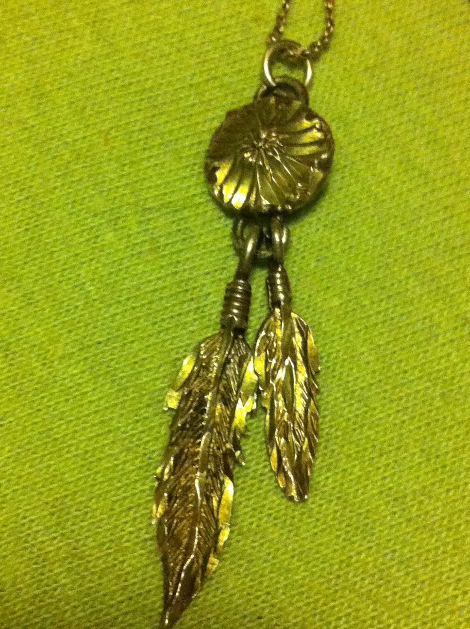 Vintage High Carved Sterling Feather Necklace :24" Inch Chain