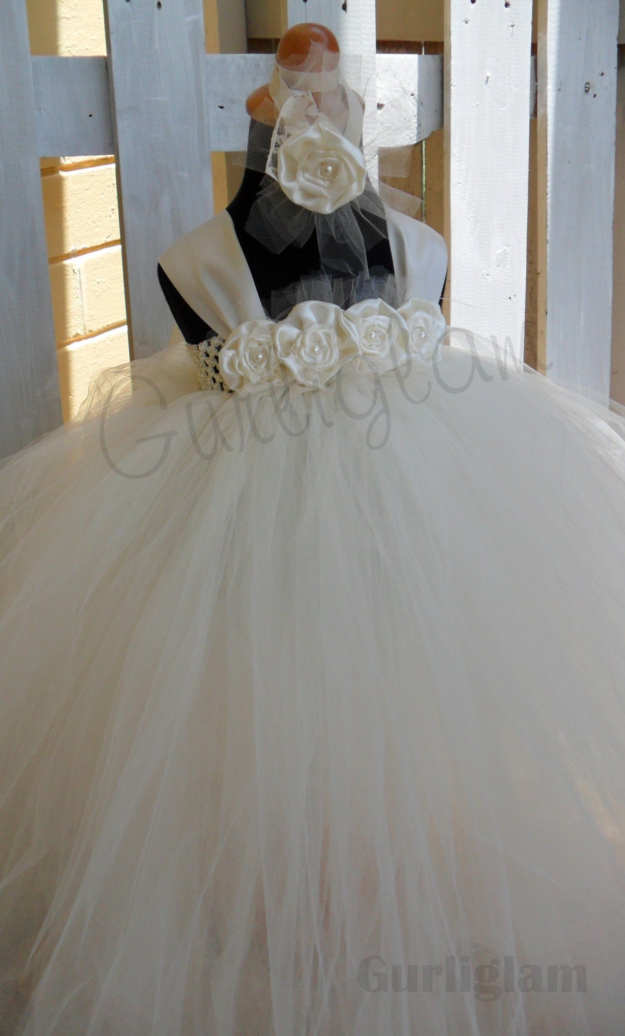 Flower Girl Dress, Traditional Ivory Flower Girl Tutu Dress, Communion