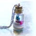 Bottle necklace, snowman and a winter wonderland scene, snow globe, bottle pendant