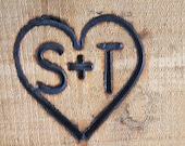 Branding Iron, Custom Wedding Heart and Initials Brand