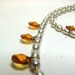 Pale dove grey necklace Single strand freshwater pearl necklace Amber topaz Swarovski crystal beaded necklace Delicate beaded jewelry