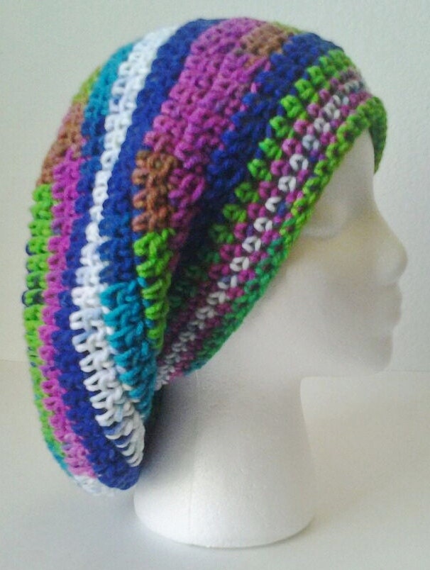 Crochet Oversized Slouchy Hat - Rainbow/Tie Dye/Psychedelic Colors