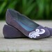 Grey Flats, Charcoal Grey Ballet Flat with White Lace. US Size 7