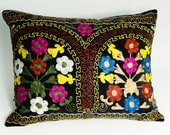 Vintage Suzani, Zardevor Pillow Case, Uzbekistan Suzani Pillow Case