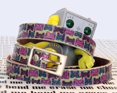 ON SALE: Skinny Belt - Printed Leather Belt - Thin Leather Belt