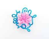 Perfume Pendant in wire wrapped aluminium with polymer clay (FIMO) flower beads. Aromatherapy (wire wrapping aluminum)