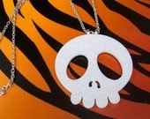 Glitter Skull Necklace Spooky Accessory