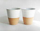 Made to order - Four mugs without handles, white minimalist ceramic pottery coffee mug, tall tumbler set