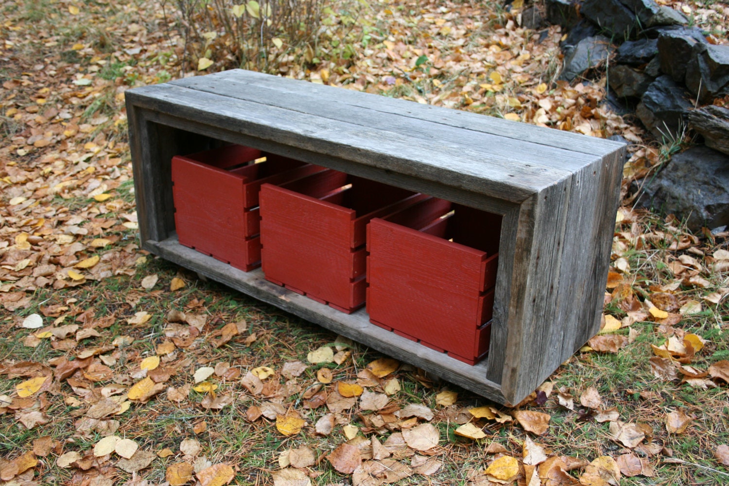 Rustic Modern Reclaimed Barnwood Entry Bench