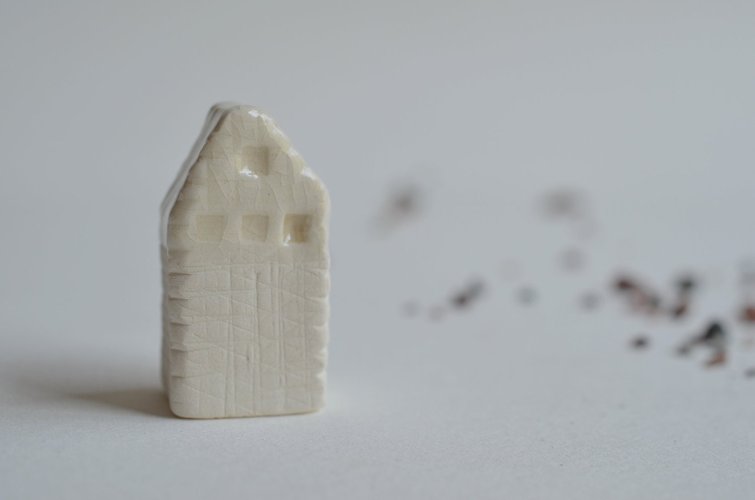 Little clay house -Abstract Modern Porcelain Sculpture