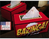 NEW Bazinga  Hand Made Tissue Box Cover Big Bang Theory Sheldon Cooper Kleenex Rubik