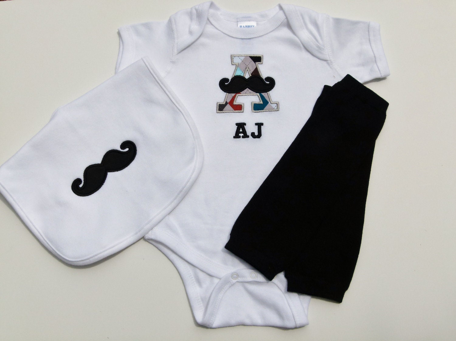 1st Birthday Boy Mustache Onesie Bib Gift Set For The Little Man