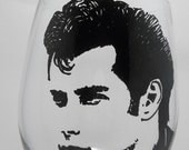 John Travolta Wine Glass, Grease, Hand painted wine glass